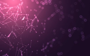 Soyut arkaplan. Çokgen şekilli molekül teknolojisi, noktaları ve çizgileri birleştiriyor. Bağlantı yapısı. Büyük veri görselleştirmesi.