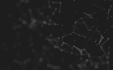 Soyut arkaplan. Çokgen şekilli molekül teknolojisi, noktaları ve çizgileri birleştiriyor. Bağlantı yapısı. Büyük veri görselleştirmesi. 