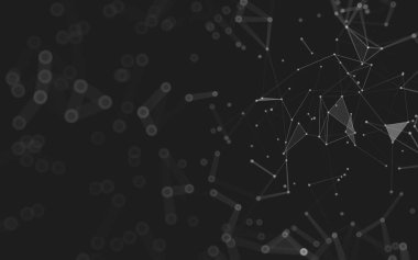 Soyut arkaplan. Çokgen şekilli molekül teknolojisi, noktaları ve çizgileri birleştiriyor. Bağlantı yapısı. Büyük veri görselleştirmesi. 