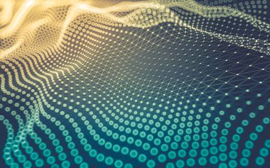 Soyut arkaplan. Çokgen şekilli molekül teknolojisi, noktaları ve çizgileri birleştiriyor. Bağlantı yapısı. Büyük veri görselleştirmesi.