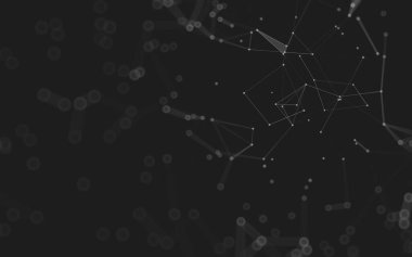 Soyut arkaplan. Çokgen şekilli molekül teknolojisi, noktaları ve çizgileri birleştiriyor. Bağlantı yapısı. Büyük veri görselleştirmesi. 