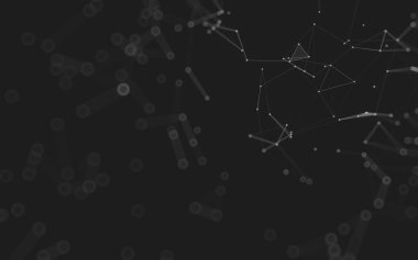 Soyut arkaplan. Çokgen şekilli molekül teknolojisi, noktaları ve çizgileri birleştiriyor. Bağlantı yapısı. Büyük veri görselleştirmesi. 