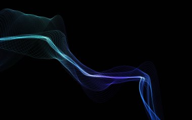 Parlayan soyut dalgalar ve soyut arkaplan ile koyu soyut arkaplan