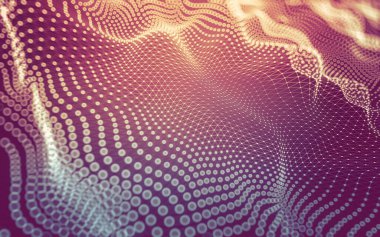 Soyut arkaplan. Çokgen şekilli molekül teknolojisi, noktaları ve çizgileri birleştiriyor. Bağlantı yapısı. Büyük veri görselleştirmesi.