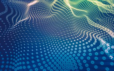 Soyut arkaplan. Çokgen şekilli molekül teknolojisi, noktaları ve çizgileri birleştiriyor. Bağlantı yapısı. Büyük veri görselleştirmesi.