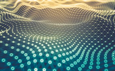 Soyut arkaplan. Çokgen şekilli molekül teknolojisi, noktaları ve çizgileri birleştiriyor. Bağlantı yapısı. Büyük veri görselleştirmesi.