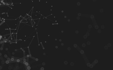 Soyut arkaplan. Çokgen şekilli molekül teknolojisi, noktaları ve çizgileri birleştiriyor. Bağlantı yapısı. Büyük veri görselleştirmesi. 