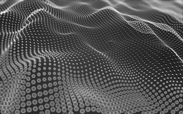 抽象的な背景 分子技術は多角形の形状を持ち 点と線を結ぶ 接続構造 ビッグデータ可視化 — ストック写真