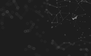 Soyut arkaplan. Çokgen şekilli molekül teknolojisi, noktaları ve çizgileri birleştiriyor. Bağlantı yapısı. Büyük veri görselleştirmesi. 