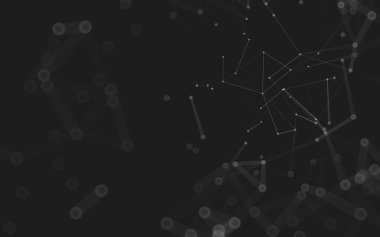 Soyut arkaplan. Çokgen şekilli molekül teknolojisi, noktaları ve çizgileri birleştiriyor. Bağlantı yapısı. Büyük veri görselleştirmesi. 