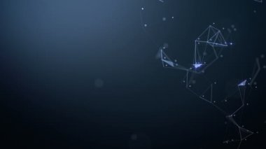 Soyut arkaplan. Çokgen şekilli molekül teknolojisi, noktaları ve çizgileri birleştiriyor. Bağlantı yapısı. Büyük veri görselleştirmesi. 