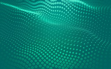 Soyut arkaplan. Çokgen şekilli molekül teknolojisi, noktaları ve çizgileri birleştiriyor. Bağlantı yapısı. Büyük veri görselleştirmesi.