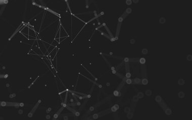 Soyut arkaplan. Çokgen şekilli molekül teknolojisi, noktaları ve çizgileri birleştiriyor. Bağlantı yapısı. Büyük veri görselleştirmesi. 