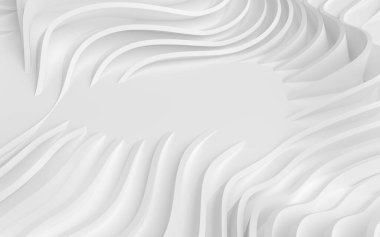 Soyut Eğri Şekiller. Beyaz Dairesel Arkaplan. Soyut arkaplan. 3d illüstrasyon