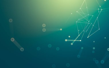 Soyut arkaplan. Çokgen şekilli molekül teknolojisi, noktaları ve çizgileri birleştiriyor. Bağlantı yapısı. Büyük veri görselleştirmesi.