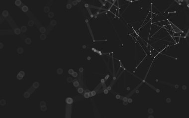 Soyut arkaplan. Çokgen şekilli molekül teknolojisi, noktaları ve çizgileri birleştiriyor. Bağlantı yapısı. Büyük veri görselleştirmesi. 