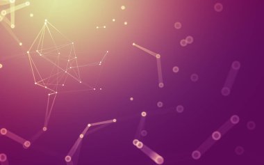 Soyut arkaplan. Çokgen şekilli molekül teknolojisi, noktaları ve çizgileri birleştiriyor. Bağlantı yapısı. Büyük veri görselleştirmesi.