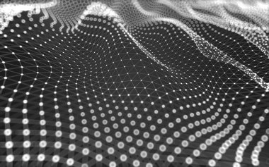 Soyut arkaplan. Çokgen şekilli molekül teknolojisi, noktaları ve çizgileri birleştiriyor. Bağlantı yapısı. Büyük veri görselleştirmesi. 