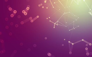 Soyut arkaplan. Çokgen şekilli molekül teknolojisi, noktaları ve çizgileri birleştiriyor. Bağlantı yapısı. Büyük veri görselleştirmesi.