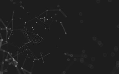 Soyut arkaplan. Çokgen şekilli molekül teknolojisi, noktaları ve çizgileri birleştiriyor. Bağlantı yapısı. Büyük veri görselleştirmesi. 