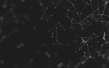 Soyut arkaplan. Çokgen şekilli molekül teknolojisi, noktaları ve çizgileri birleştiriyor. Bağlantı yapısı. Büyük veri görselleştirmesi. 