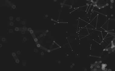 Soyut arkaplan. Çokgen şekilli molekül teknolojisi, noktaları ve çizgileri birleştiriyor. Bağlantı yapısı. Büyük veri görselleştirmesi. 