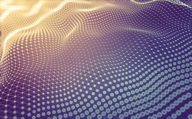 Soyut arkaplan. Çokgen şekilli molekül teknolojisi, noktaları ve çizgileri birleştiriyor. Bağlantı yapısı. Büyük veri görselleştirmesi.