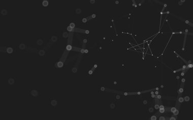 Soyut arkaplan. Çokgen şekilli molekül teknolojisi, noktaları ve çizgileri birleştiriyor. Bağlantı yapısı. Büyük veri görselleştirmesi. 