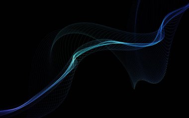 Parlayan soyut dalgalar ve soyut arkaplan ile koyu soyut arkaplan