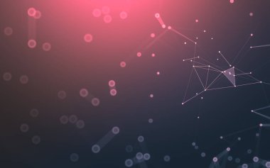 Soyut arkaplan. Çokgen şekilli molekül teknolojisi, noktaları ve çizgileri birleştiriyor. Bağlantı yapısı. Büyük veri görselleştirmesi.