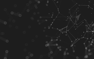 Soyut arkaplan. Çokgen şekilli molekül teknolojisi, noktaları ve çizgileri birleştiriyor. Bağlantı yapısı. Büyük veri görselleştirmesi. 