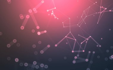 Soyut arkaplan. Çokgen şekilli molekül teknolojisi, noktaları ve çizgileri birleştiriyor. Bağlantı yapısı. Büyük veri görselleştirmesi.