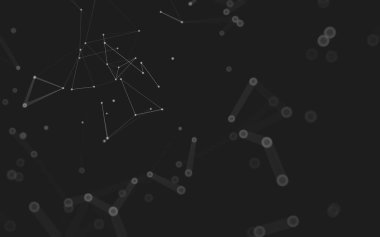 Soyut arkaplan. Çokgen şekilli molekül teknolojisi, noktaları ve çizgileri birleştiriyor. Bağlantı yapısı. Büyük veri görselleştirmesi. 