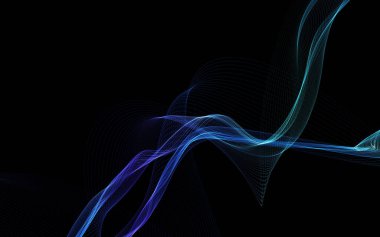 Parlayan soyut dalgalar ve soyut arkaplan ile koyu soyut arkaplan