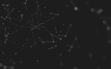 Soyut arkaplan. Çokgen şekilli molekül teknolojisi, noktaları ve çizgileri birleştiriyor. Bağlantı yapısı. Büyük veri görselleştirmesi. 