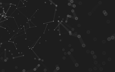 Soyut arkaplan. Çokgen şekilli molekül teknolojisi, noktaları ve çizgileri birleştiriyor. Bağlantı yapısı. Büyük veri görselleştirmesi. 