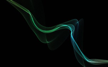Parlayan soyut dalgalar ve soyut arkaplan ile koyu soyut arkaplan