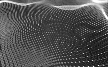 Soyut arkaplan. Çokgen şekilli molekül teknolojisi, noktaları ve çizgileri birleştiriyor. Bağlantı yapısı. Büyük veri görselleştirmesi. 