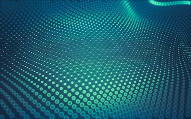 Soyut arkaplan. Çokgen şekilli molekül teknolojisi, noktaları ve çizgileri birleştiriyor. Bağlantı yapısı. Büyük veri görselleştirmesi.