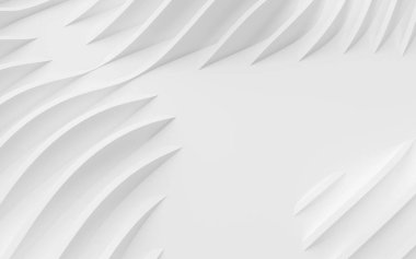 Soyut Eğri Şekiller. Beyaz Dairesel Arkaplan. Soyut arkaplan. 3d illüstrasyon