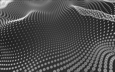 Soyut arkaplan. Çokgen şekilli molekül teknolojisi, noktaları ve çizgileri birleştiriyor. Bağlantı yapısı. Büyük veri görselleştirmesi. 