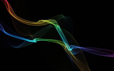 Parlayan soyut dalgalar ve soyut arkaplan ile koyu soyut arkaplan