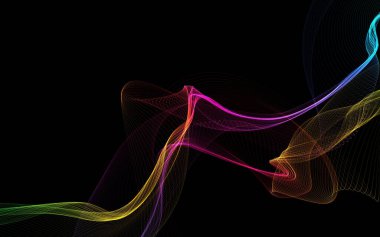 Parlayan soyut dalgalar ve soyut arkaplan ile koyu soyut arkaplan