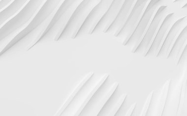 Soyut Eğri Şekiller. Beyaz Dairesel Arkaplan. Soyut arkaplan. 3d illüstrasyon