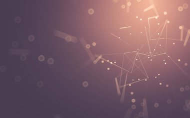 Soyut arkaplan. Çokgen şekilli molekül teknolojisi, noktaları ve çizgileri birleştiriyor. Bağlantı yapısı. Büyük veri görselleştirmesi.