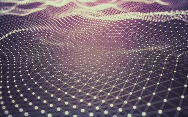 Soyut arkaplan. Çokgen şekilli molekül teknolojisi, noktaları ve çizgileri birleştiriyor. Bağlantı yapısı. Büyük veri görselleştirmesi.