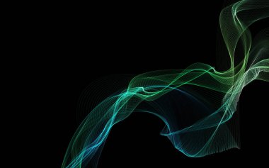 Parlayan soyut dalgalar ve soyut arkaplan ile koyu soyut arkaplan