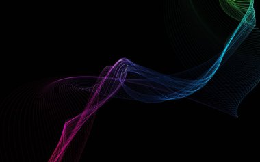Parlayan soyut dalgalar ve soyut arkaplan ile koyu soyut arkaplan