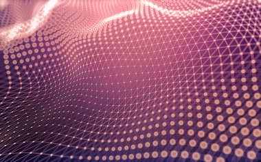 Soyut arkaplan. Çokgen şekilli molekül teknolojisi, noktaları ve çizgileri birleştiriyor. Bağlantı yapısı. Büyük veri görselleştirmesi.