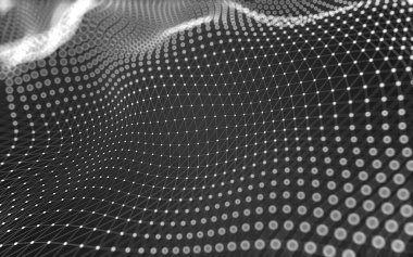 Soyut arkaplan. Çokgen şekilli molekül teknolojisi, noktaları ve çizgileri birleştiriyor. Bağlantı yapısı. Büyük veri görselleştirmesi. 